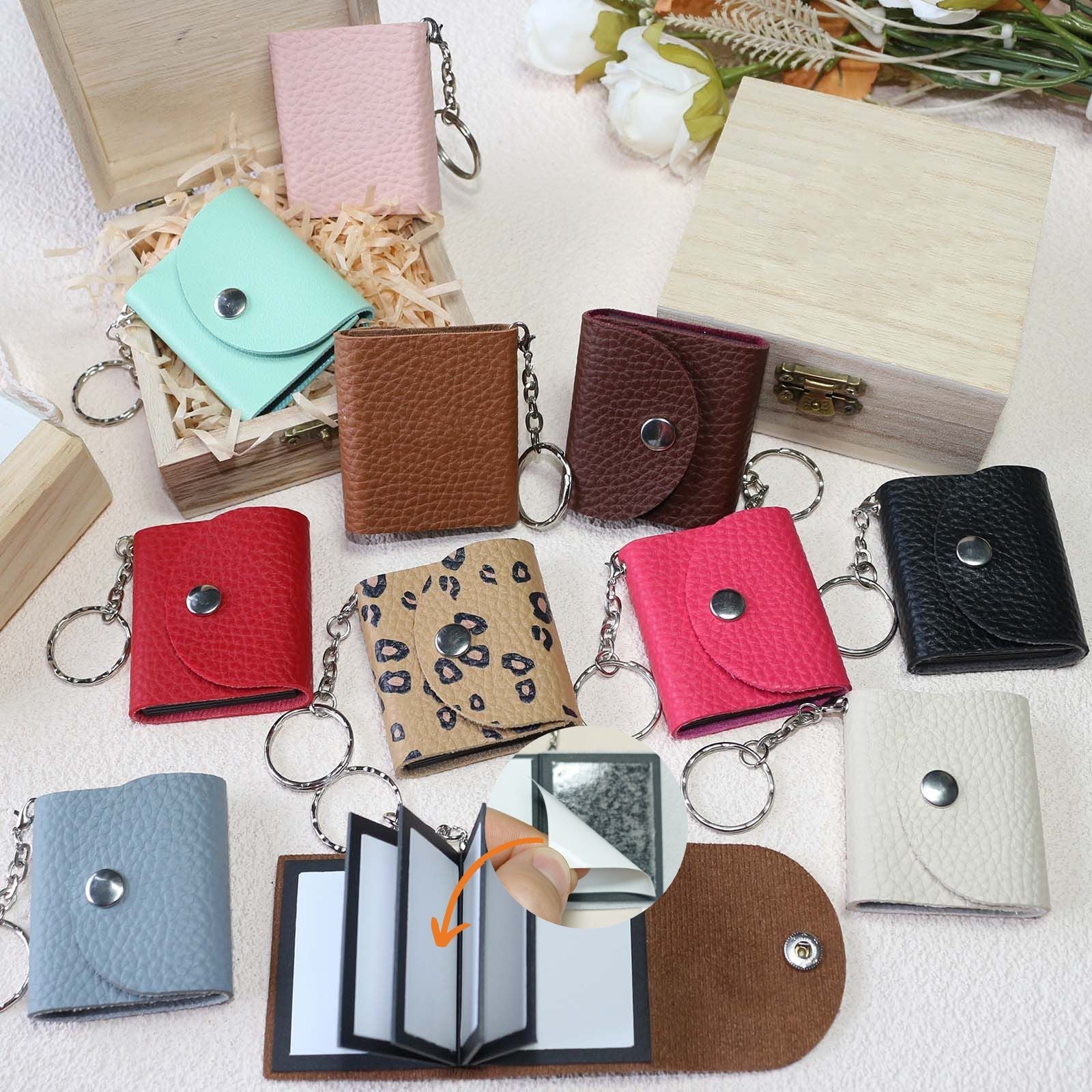 Mini Photo Keychain, Leather Memory Photo, Picture Keychains Personalized Album for Family, Boyfriend, Couples, Dog, Friends - uniqicon