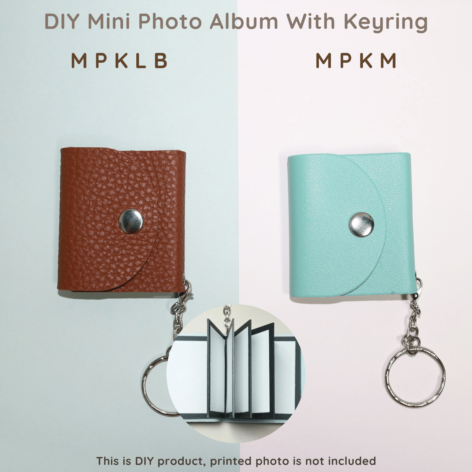 Mini Photo Keychain,Picture Keychains(Tiffany Blue) Personalized Album for Family, Boyfriend, Couples, Dog, Friends - uniqicon