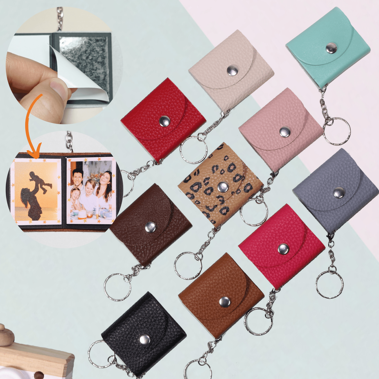 Mini Photo Keychain,Picture Keychains(Tiffany Blue) Personalized Album for Family, Boyfriend, Couples, Dog, Friends - uniqicon