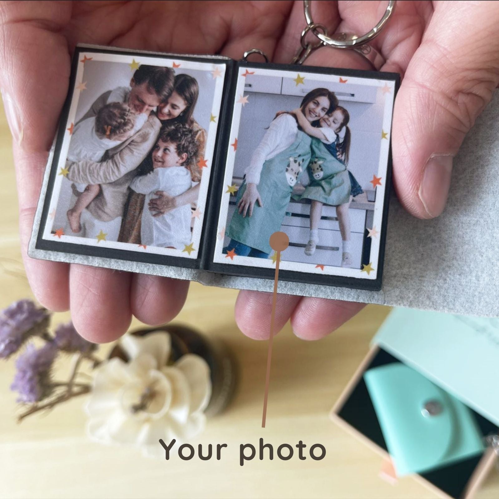 Personalized Mini Photo Keychain, Picture Keychains Personalized Album, Mini Cute Key Ring Keychain with Picture Book for Family, Boyfriend, Couples, Dog, Friends - uniqicon