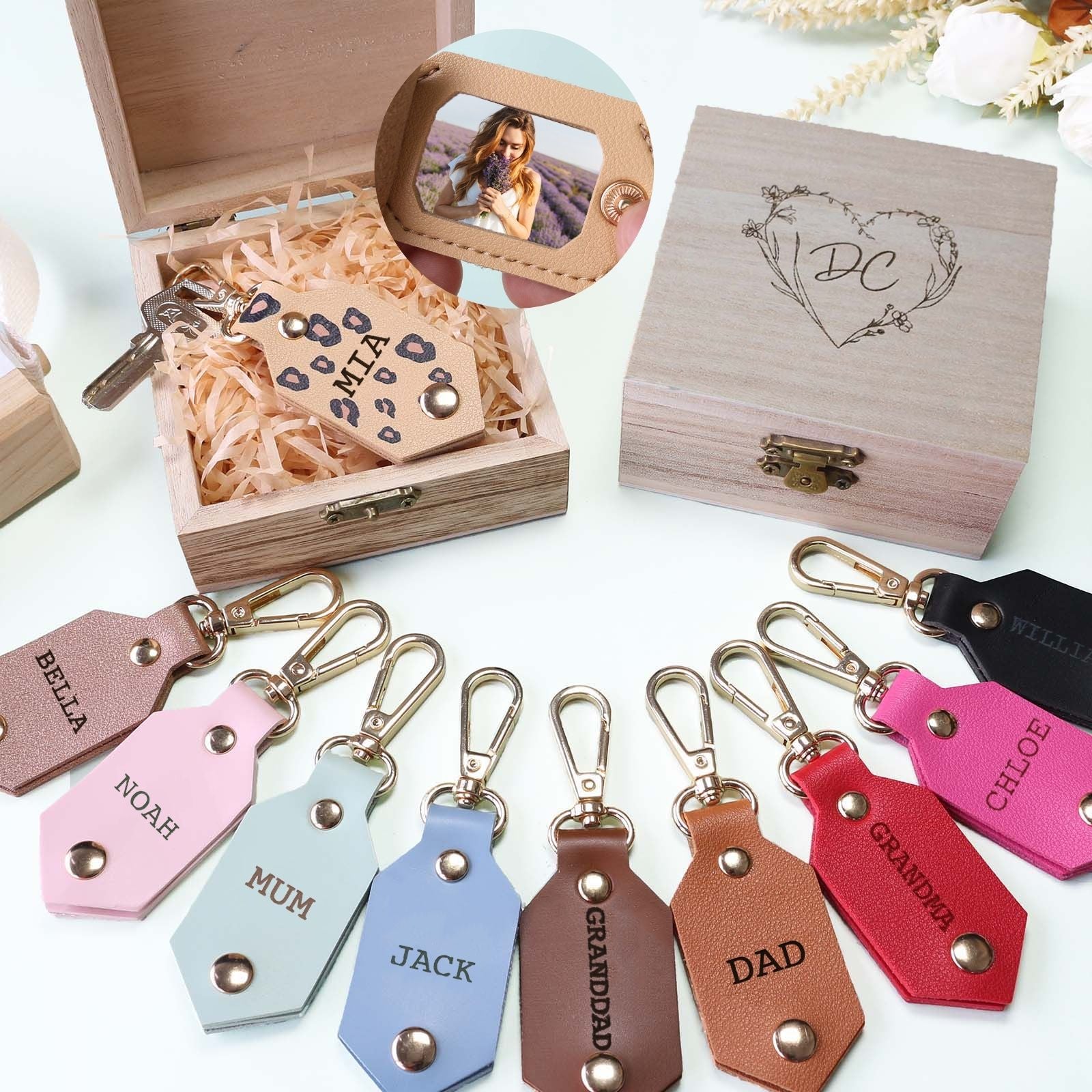 Personalized Picture Key Chains,Custom Keychain With Picture, Llaveros(Brown) Personalizados Customized Keychain Gifts For Women Boyfriend Husband Mens - uniqicon