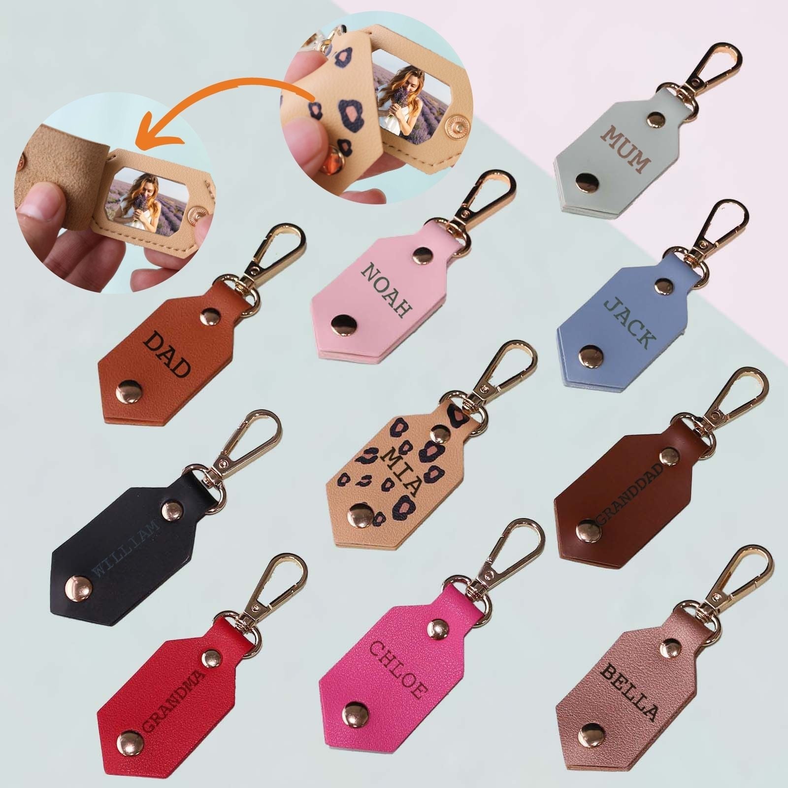 Personalized Picture Key Chains,Custom Keychain With Picture, Llaveros(Brown) Personalizados Customized Keychain Gifts For Women Boyfriend Husband Mens - uniqicon