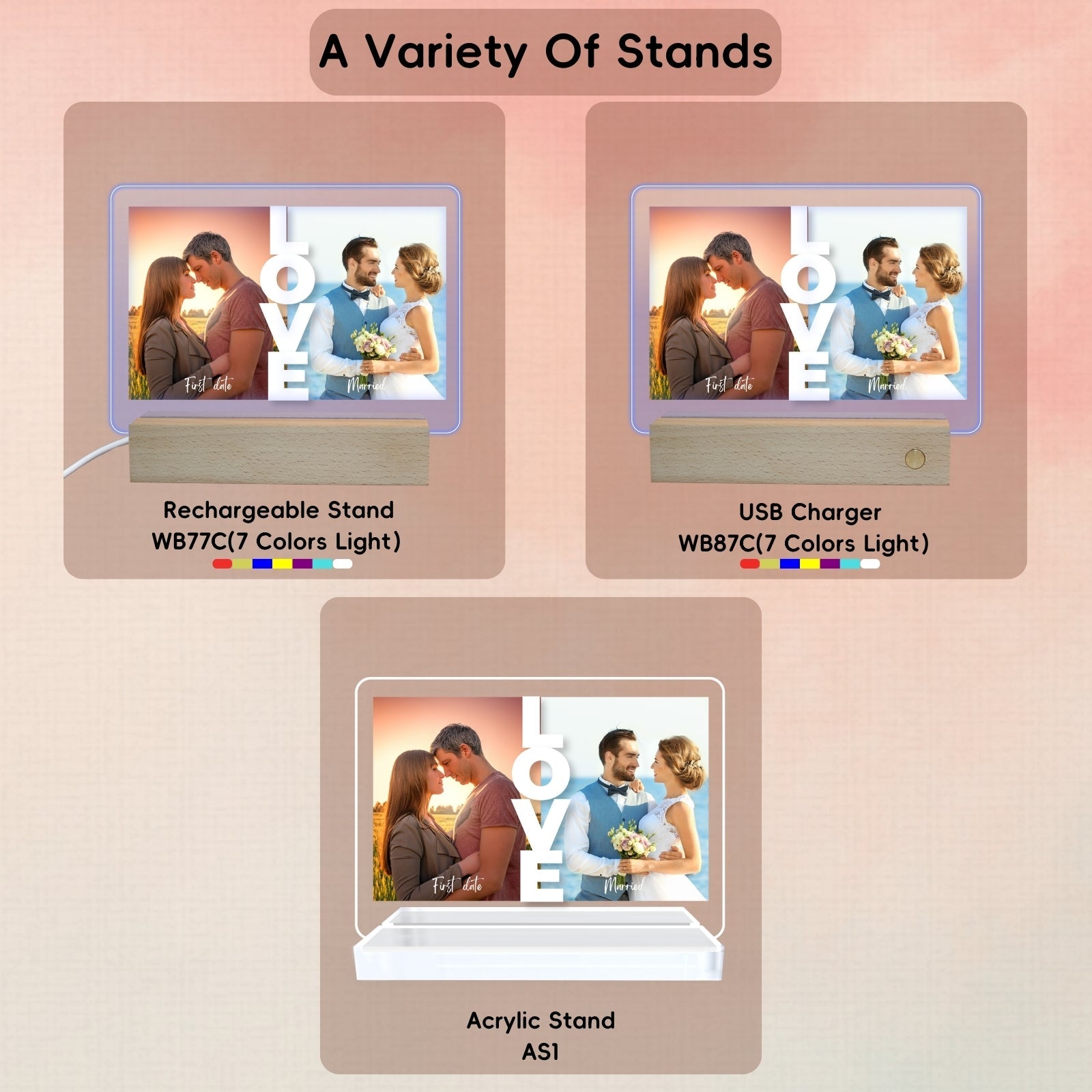 Customised Acrylic Plaque Night Lights,Couple Photos Gift for Valentines,Wedding Anniversary Engagement Gift for Him Her Girlfriend Boyfriend Husband Wife, Romantic LED Night Light Decor - uniqicon