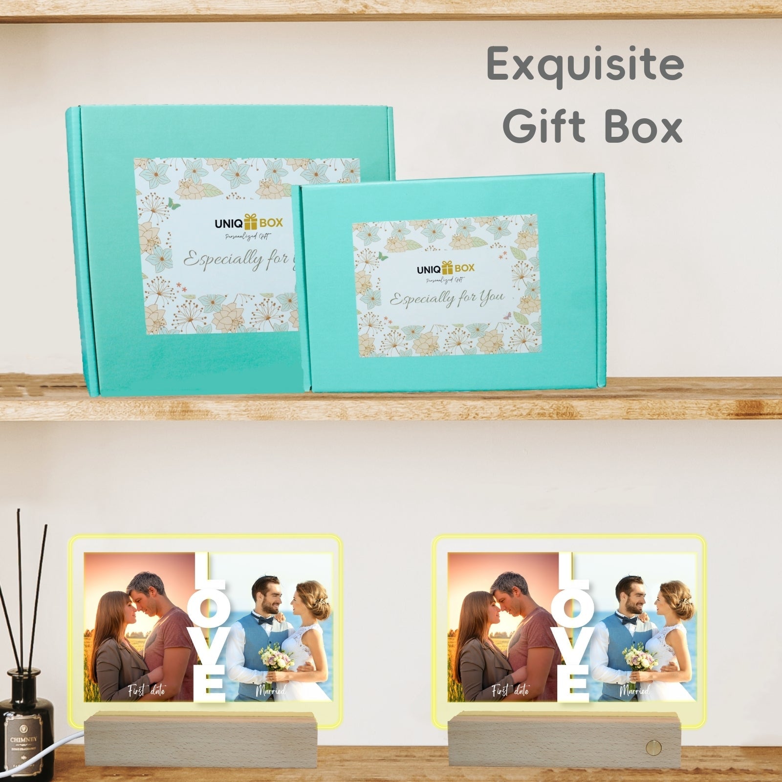 Customised Acrylic Plaque Night Lights,Couple Photos Gift for Valentines,Wedding Anniversary Engagement Gift for Him Her Girlfriend Boyfriend Husband Wife, Romantic LED Night Light Decor - uniqicon
