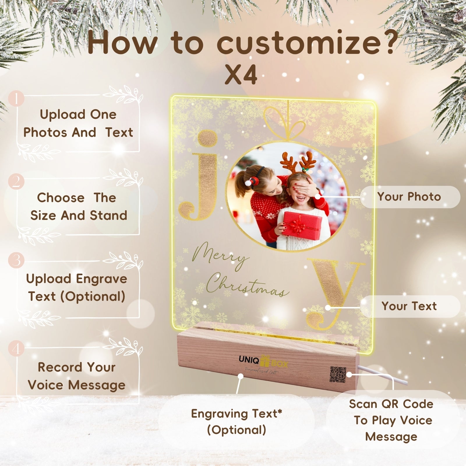 Customised Acrylic Plaque with Lights,Christmas Family Photo Frames Present for Daughter Son from Daddy Mum,Personalised Picture Frame for Grilfriend Boyfriend,Best Friend Gift Ideas - uniqicon