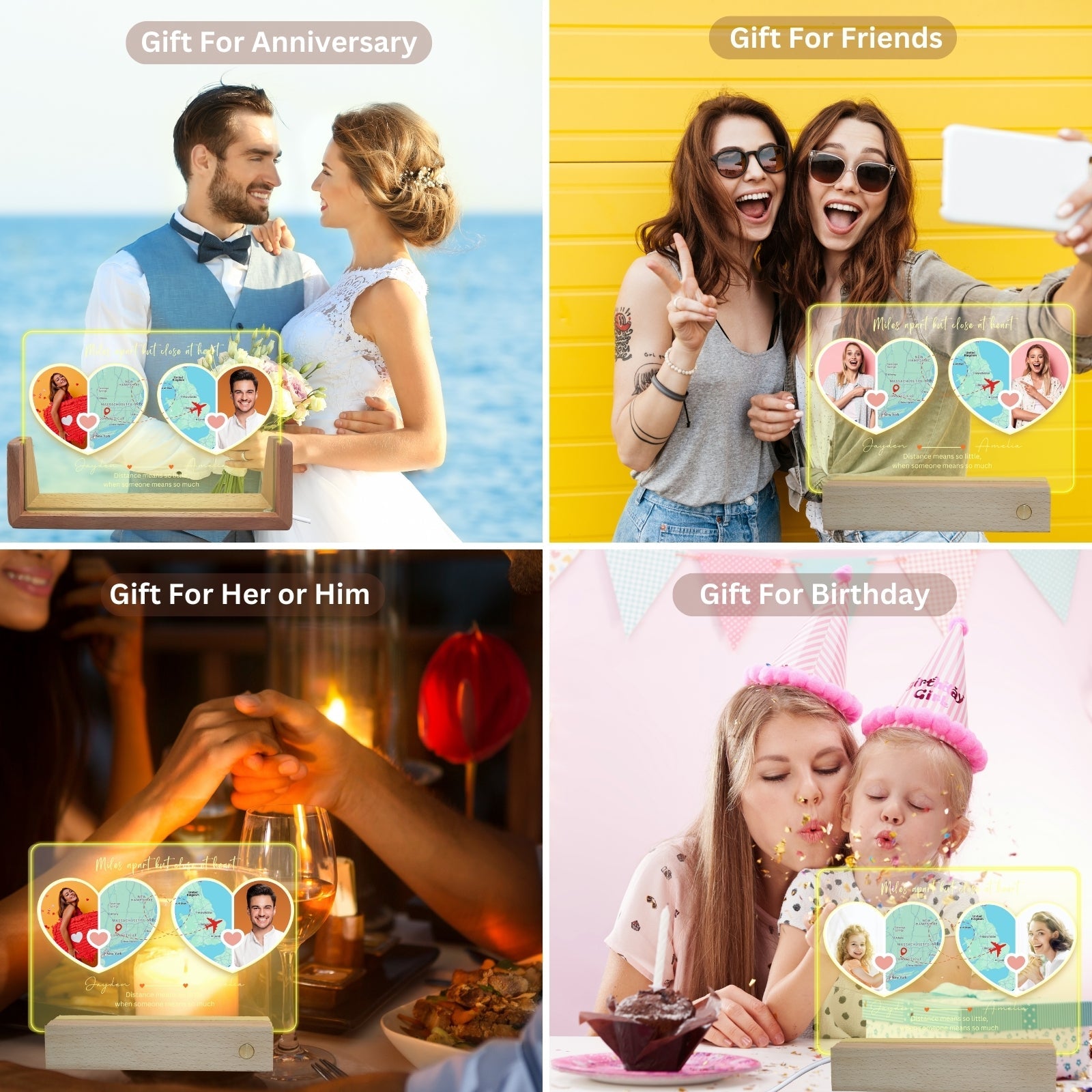 Customised Photo Gifts with LED Frame for Him Her, Long Distance Couple Valentines Day Wedding Anniversary Engagement Gift, I Love You Soulmate Boyfriend Future Husband Romantic Decor - uniqicon