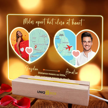 Customised Photo Gifts with LED Frame for Him Her, Long Distance Couple Valentines Day Wedding Anniversary Engagement Gift, I Love You Soulmate Boyfriend Future Husband Romantic Decor - uniqicon