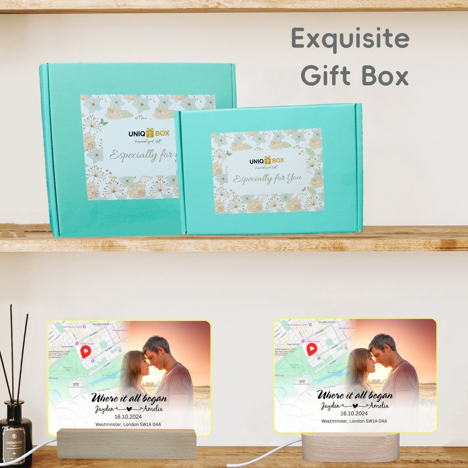 Engagement Gifts for Future Husband,Where It All Began Map with LED Photo Frame,Romantic Valentines Gifts for Him,Her,Boyfriend - uniqicon