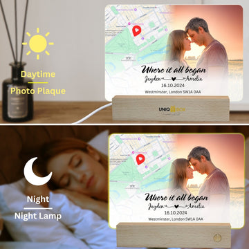 Engagement Gifts for Future Husband,Where It All Began Map with LED Photo Frame,Romantic Valentines Gifts for Him,Her,Boyfriend - uniqicon