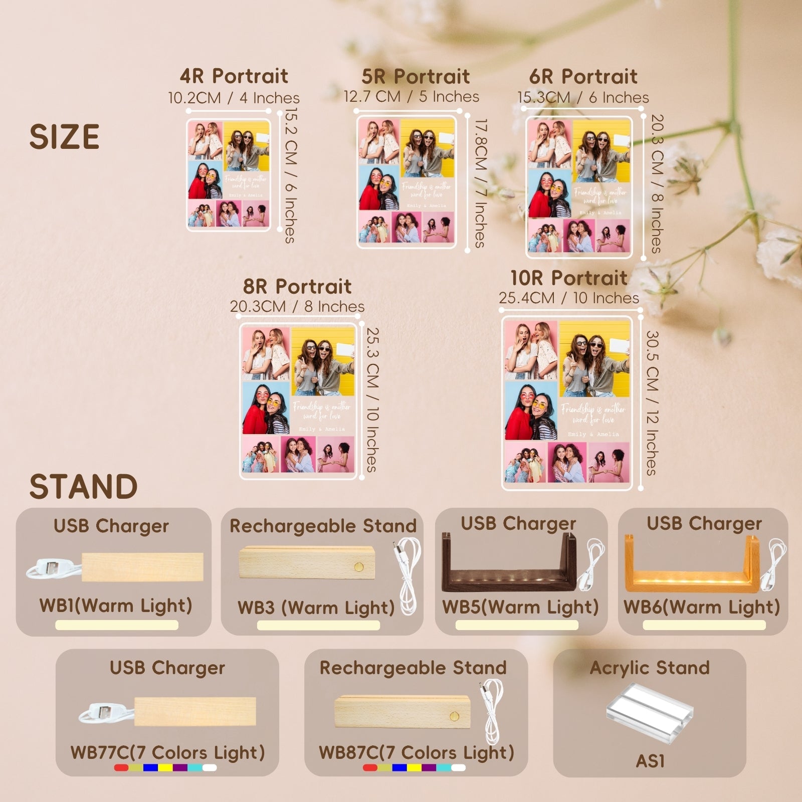Friendship Gifts for Women, Best Friend Birthday Gifts, Personalised Multiple Photo Frame Collage LED Light,Custom Picture Plaque Female Friends, Photo Frames Multiple Pictures - uniqicon