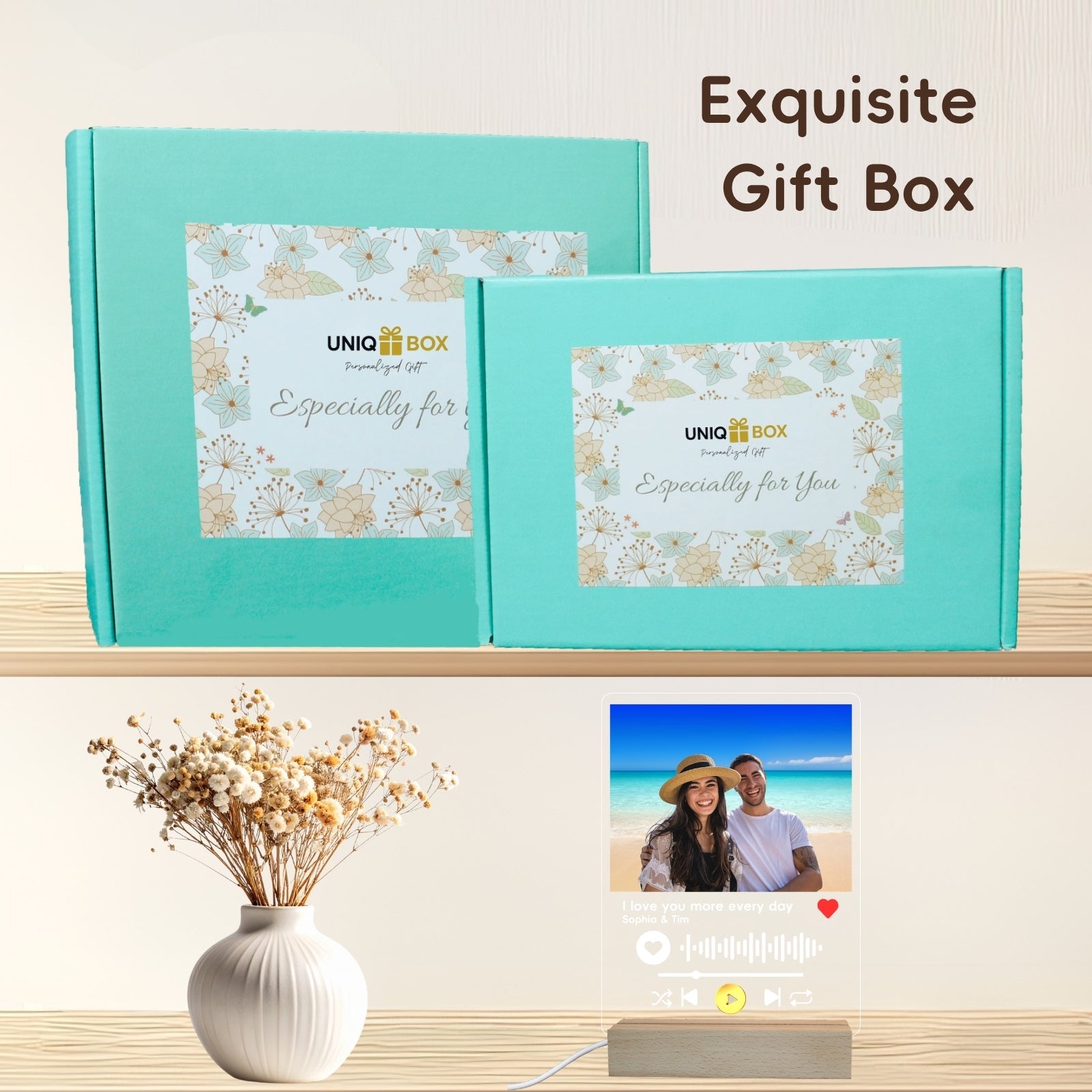 Gifts for Boyfriend, Girlfriend Birthday, Personalised Spotify Song Plaque Photo Frame,Customised Sentimental Cute Anniversar ypresent for Him Her Couple BF men - uniqicon