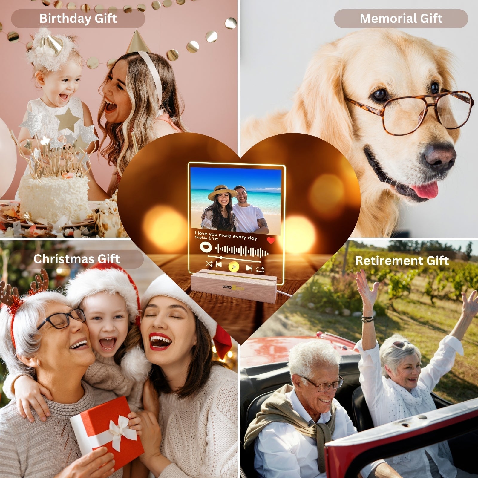 Gifts for Boyfriend, Girlfriend Birthday, Personalised Spotify Song Plaque Photo Frame,Customised Sentimental Cute Anniversar ypresent for Him Her Couple BF men - uniqicon