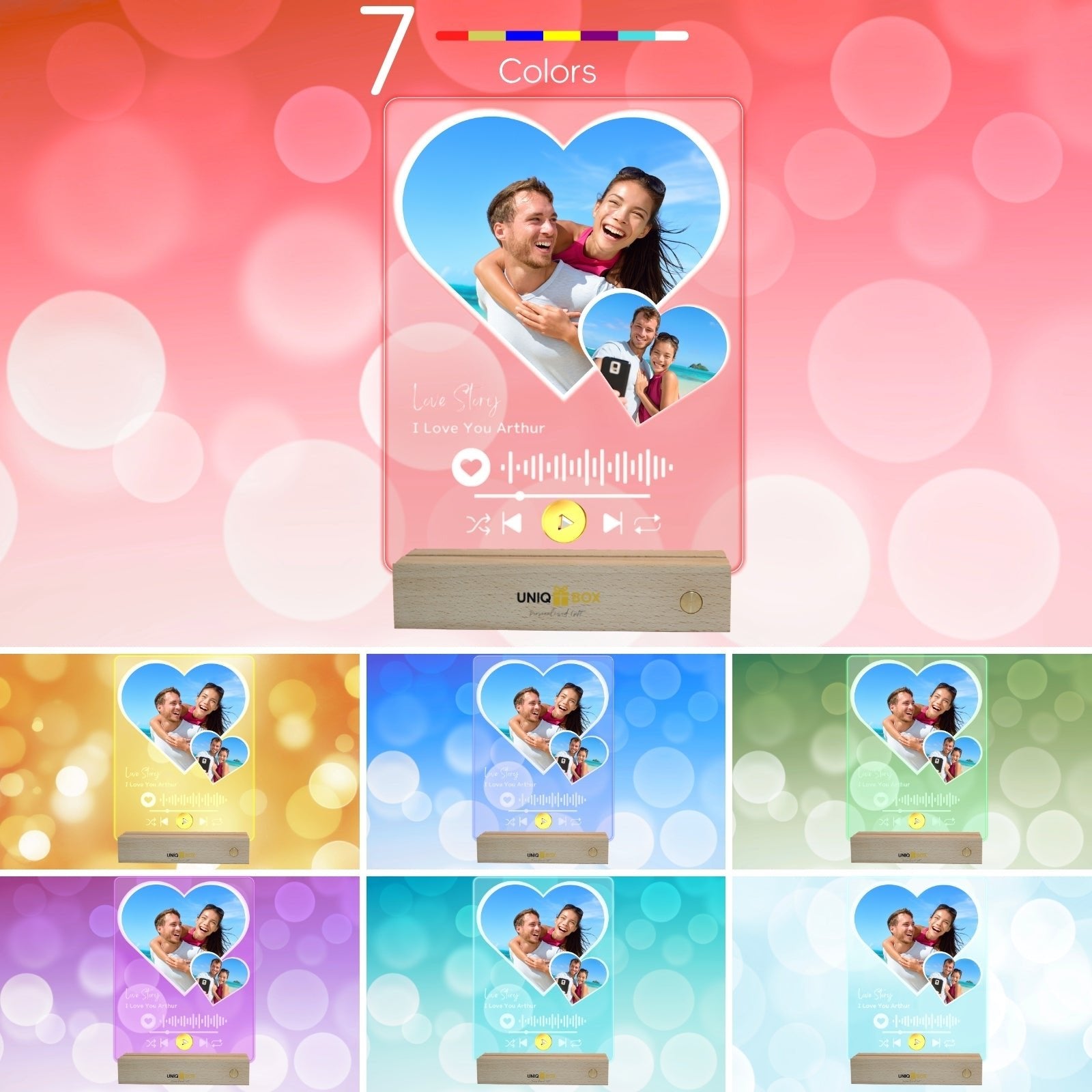 Gifts for Couple, Personalised Spotify Plaque Heart Photo Frame,Anniversary Wedding Gifts for Couples, Custom Music Picture Plaque Birthday Gift for Husband Girlfriend Boyfriend - uniqicon
