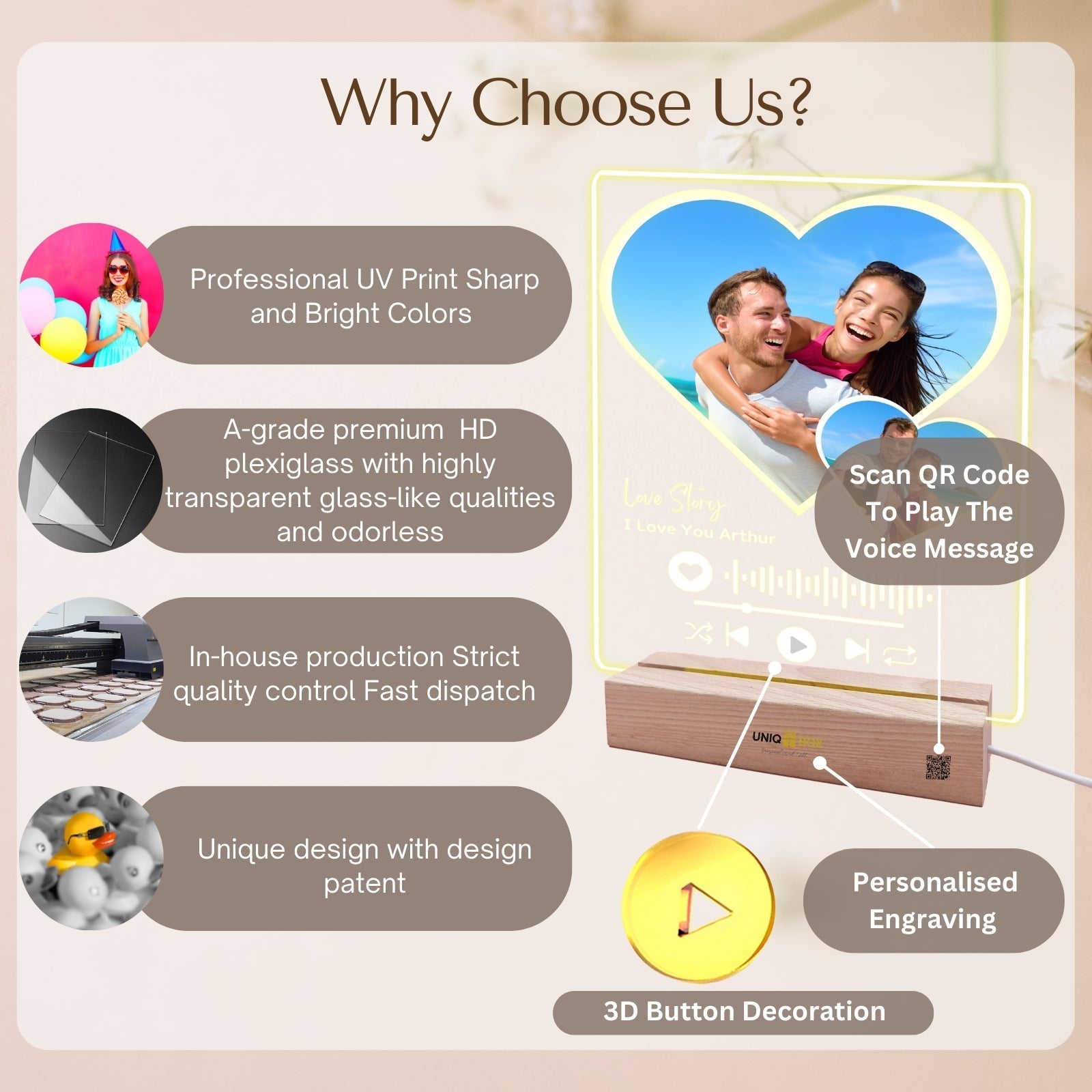 Gifts for Couple, Personalised Spotify Plaque Heart Photo Frame,Anniversary Wedding Gifts for Couples, Custom Music Picture Plaque Birthday Gift for Husband Girlfriend Boyfriend - uniqicon