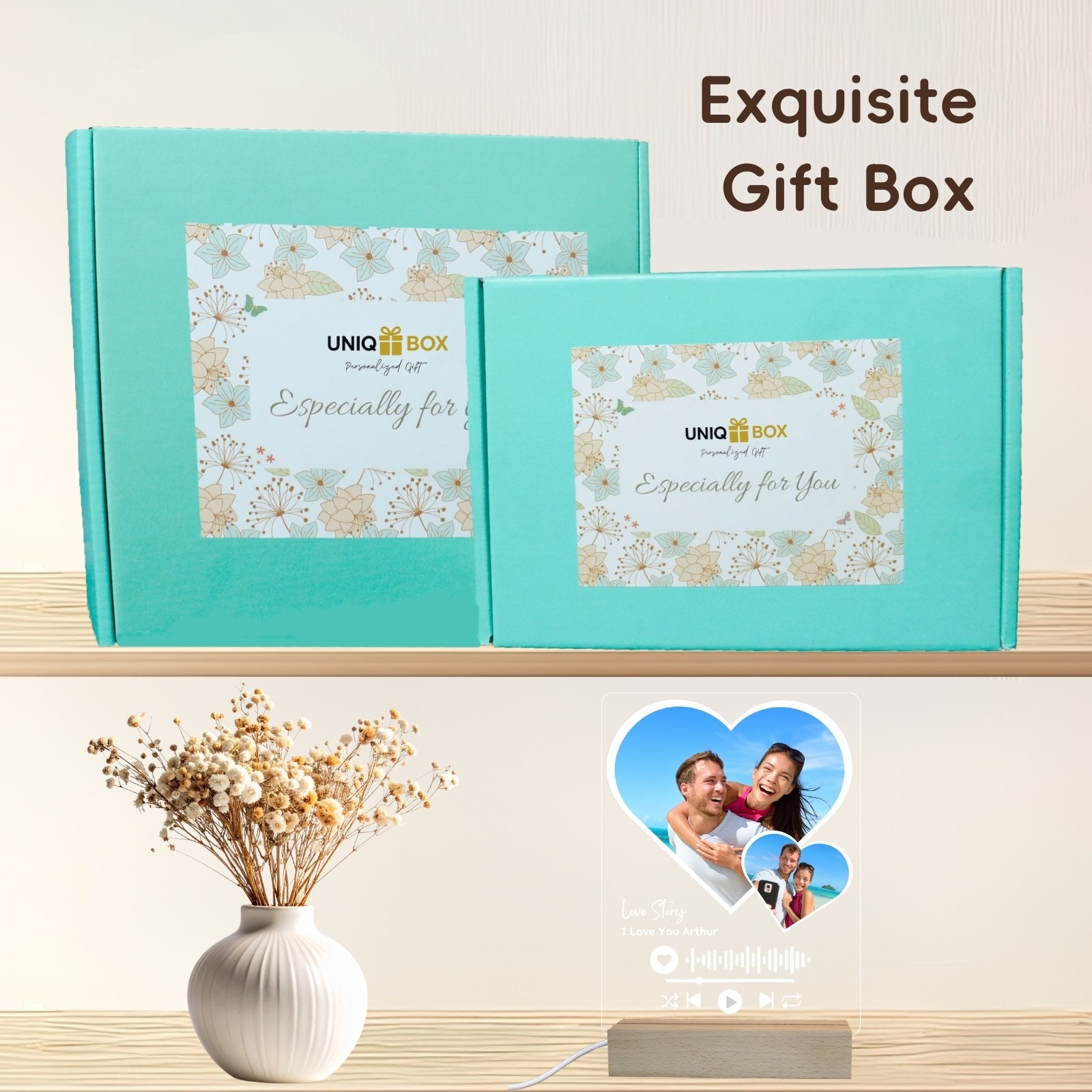 Gifts for Couple, Personalised Spotify Plaque Heart Photo Frame,Anniversary Wedding Gifts for Couples, Custom Music Picture Plaque Birthday Gift for Husband Girlfriend Boyfriend - uniqicon