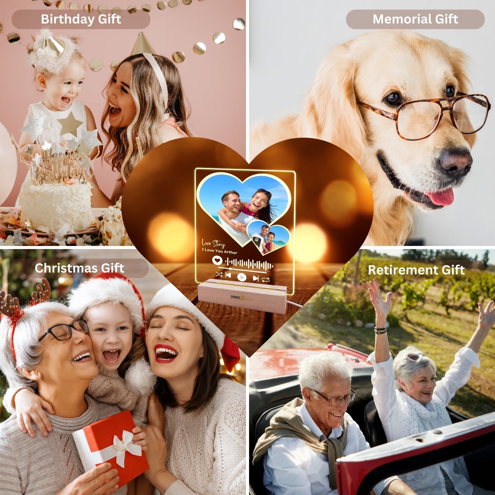 Gifts for Couple, Personalised Spotify Plaque Heart Photo Frame,Anniversary Wedding Gifts for Couples, Custom Music Picture Plaque Birthday Gift for Husband Girlfriend Boyfriend - uniqicon
