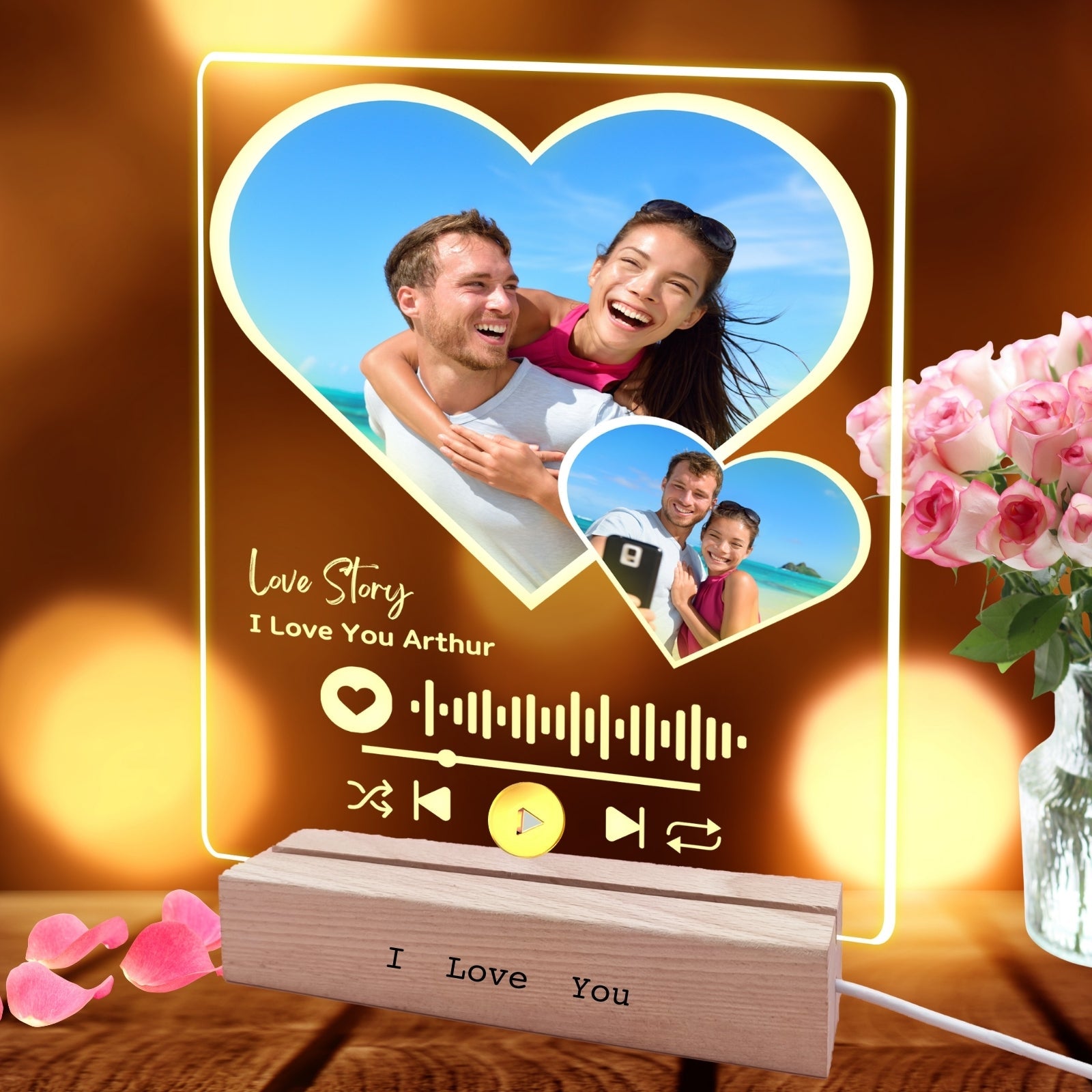Gifts for Couple, Personalised Spotify Plaque Heart Photo Frame,Anniversary Wedding Gifts for Couples, Custom Music Picture Plaque Birthday Gift for Husband Girlfriend Boyfriend - uniqicon