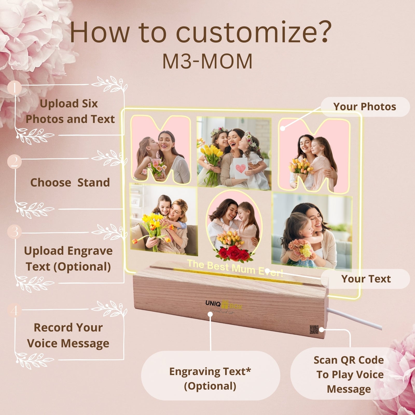 Mothers Day Gifts for Mom,Personalised Picture Photo Frames,Multiple Pictures Presents On Her Birthday Frame Gift,Step Mother'S In Law Mummy to Be Decorations - uniqicon