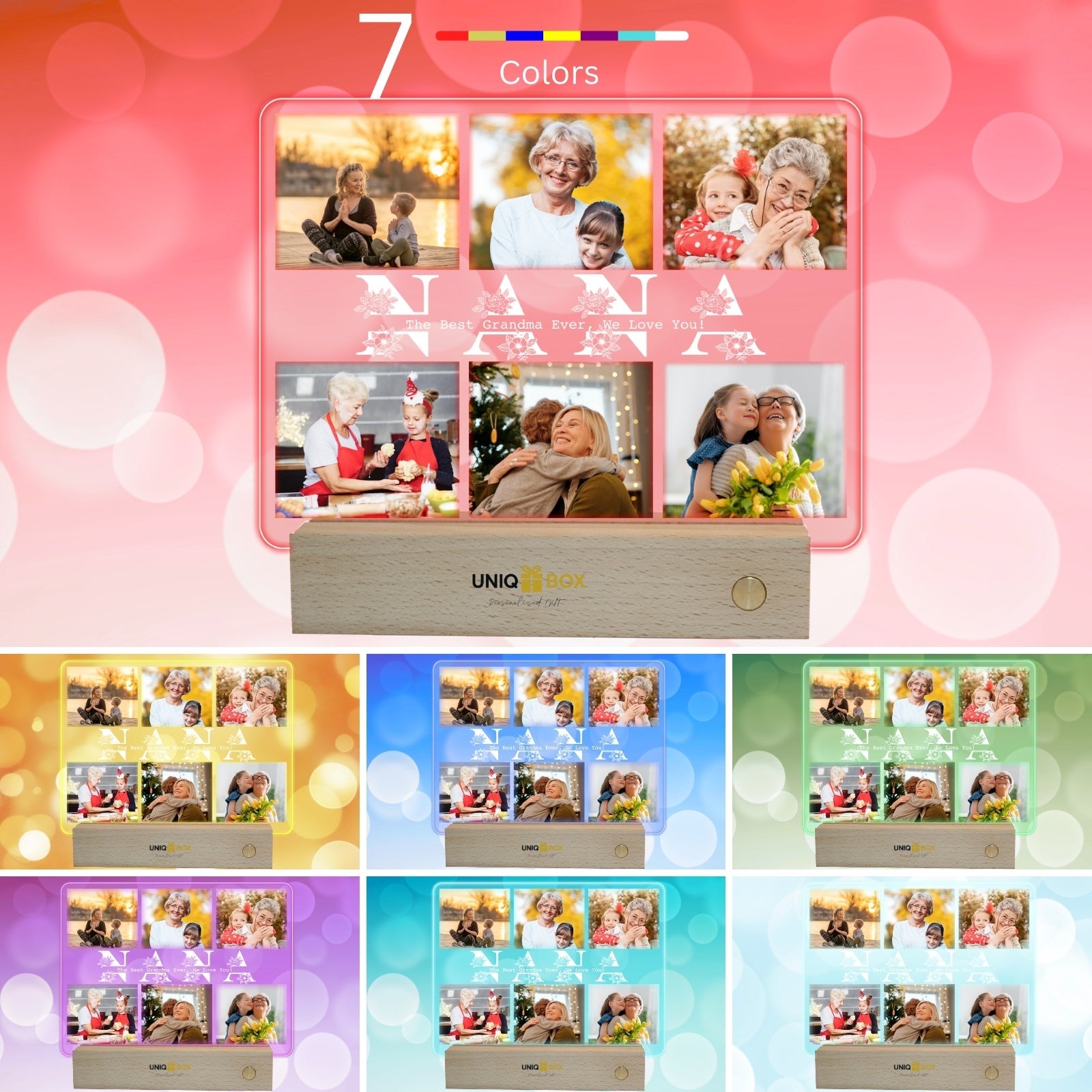 Mothers Day Gifts for Nana,Personalised Picture Photo Frames,Multiple Pictures Presents On Her Birthday Frame Gift,Unique Great Decorations for Nanny Women Who Have Everything - uniqicon
