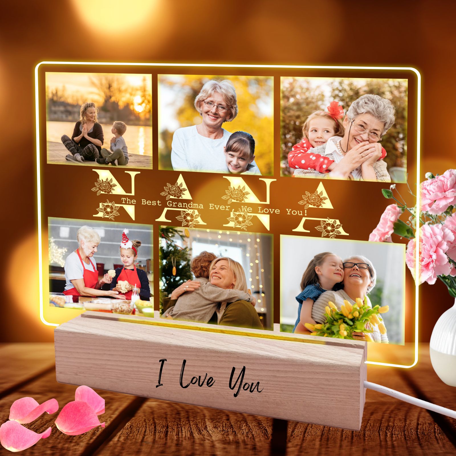 Mothers Day Gifts for Nana,Personalised Picture Photo Frames,Multiple Pictures Presents On Her Birthday Frame Gift,Unique Great Decorations for Nanny Women Who Have Everything - uniqicon