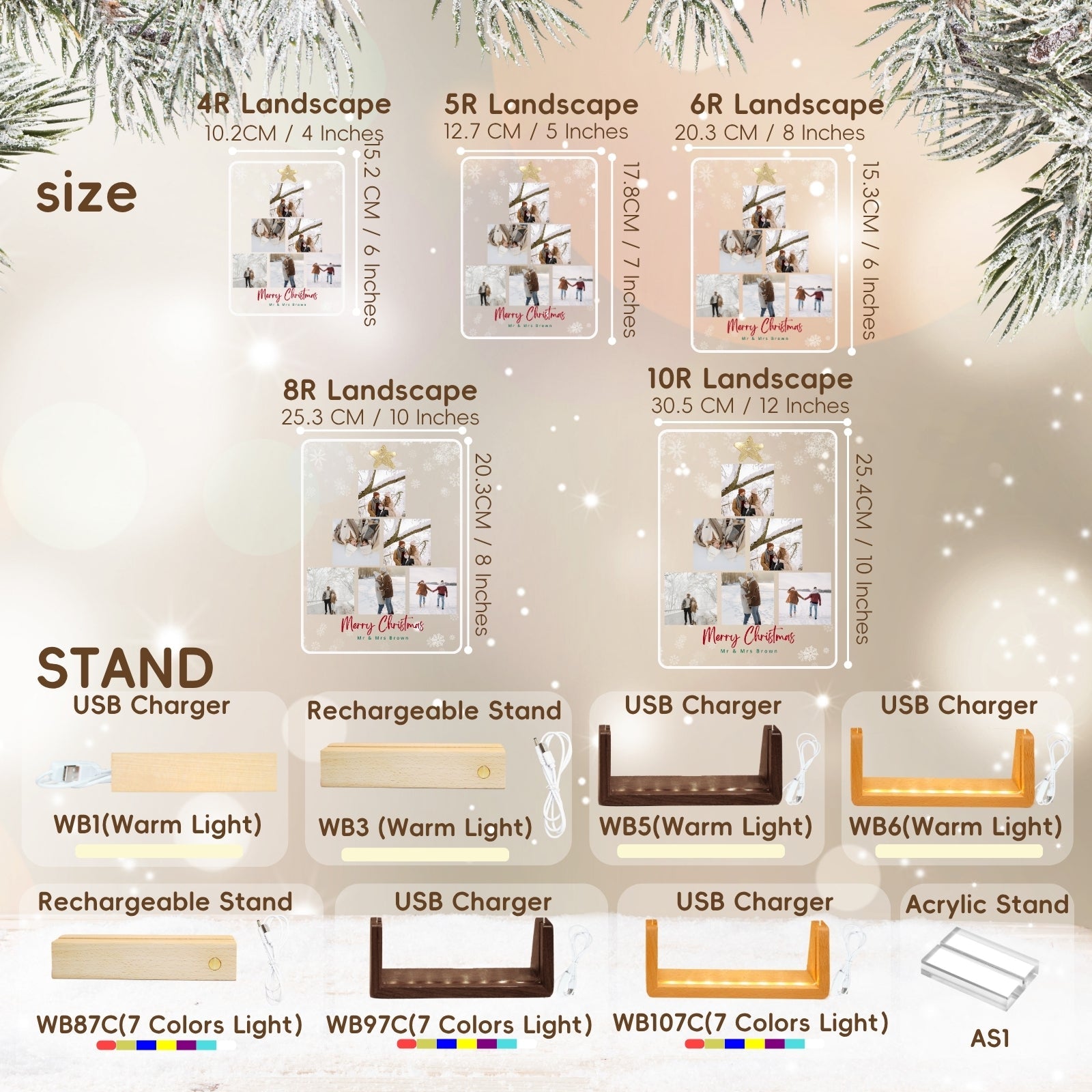 Personalised Christmas Photo Gifts, Light Up Photos Frame, Multiple Pictures Gifts for Women, Boyfriend, Girlfriend, Family, Men, Him, Her, Customised Acrylic Plaque from son daughter - uniqicon