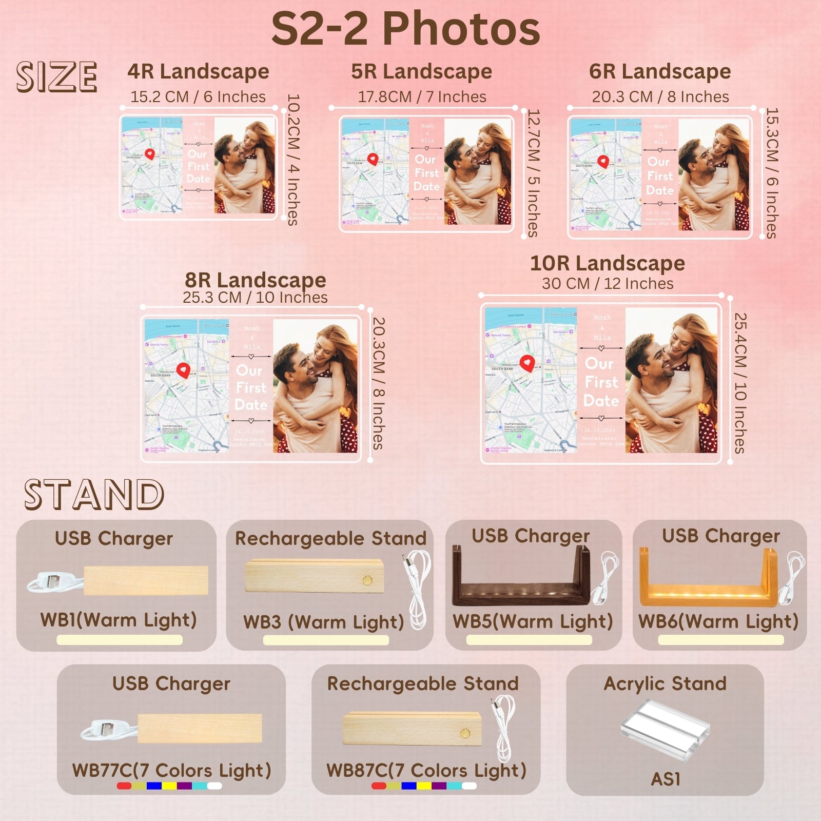 Personalised LED Photo Frame Our First Date Map, Valentine Wedding Gifts Romantic for Couples,Long Distance Relationship Gift for Her Him Boyfriend Girlfriend, Unique Couples Decor - uniqicon
