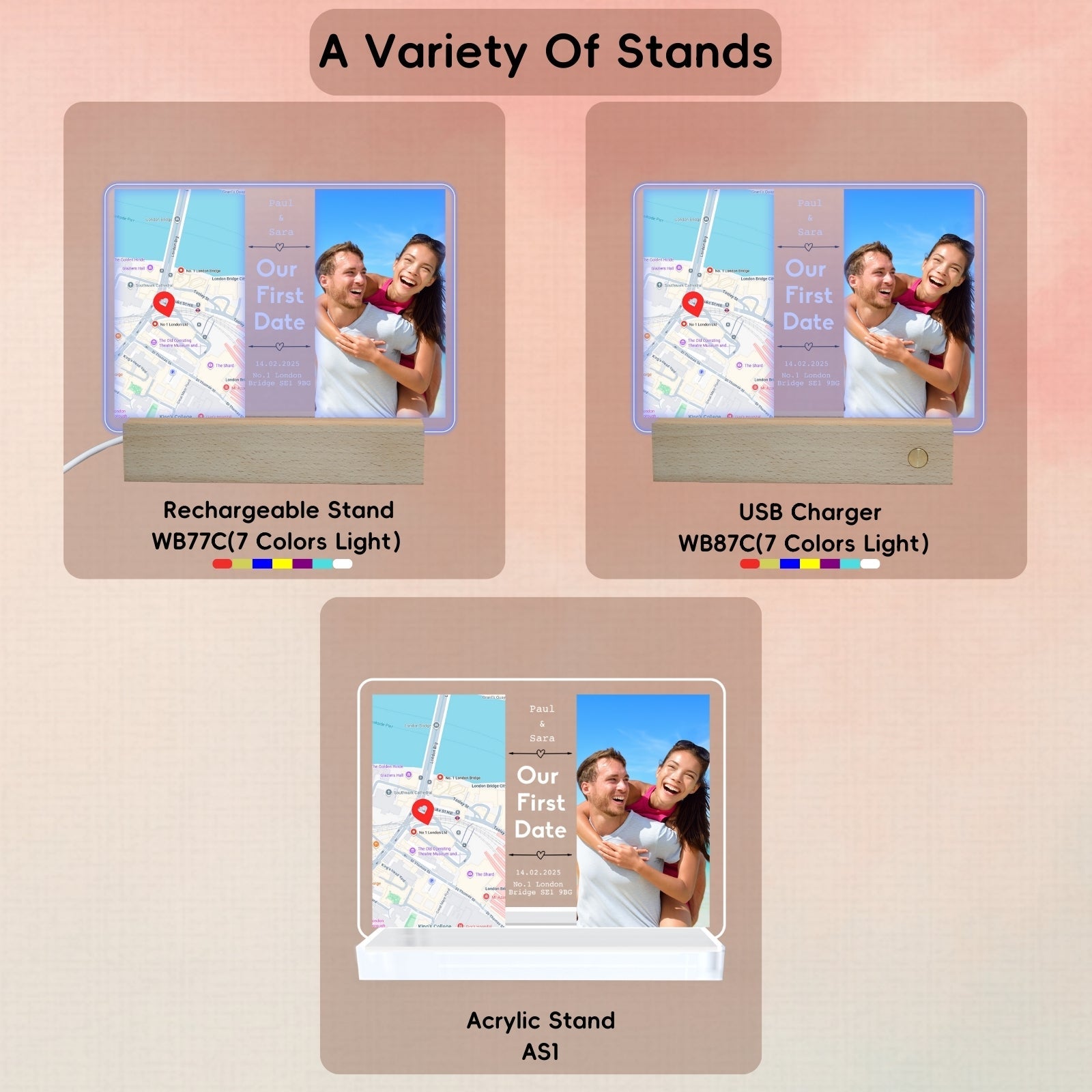 Personalised LED Photo Frame Our First Date Map, Valentine Wedding Gifts Romantic for Couples,Long Distance Relationship Gift for Her Him Boyfriend Girlfriend, Unique Couples Decor - uniqicon