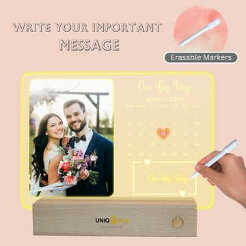 Personalised LED Photo Frame with Calendar for Our Big Day，Wedding Anniversary Romantic Gifts for Her Him Couples Soulmate,Valentines Day Long Distance Relationship Engagement Gift,I Love You Decor - uniqicon