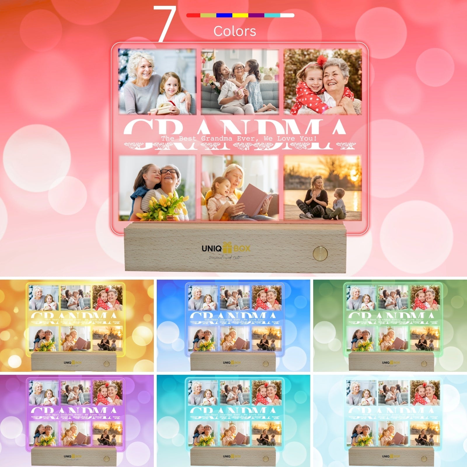 Personalised Mothers Day Gift for Grandma,Best Grandma Gifts from Grandkids,Custom Multiple Pictures Plaque,Christmas Birthday Present for Nana Nanny Nan Women Who Have Everything - uniqicon