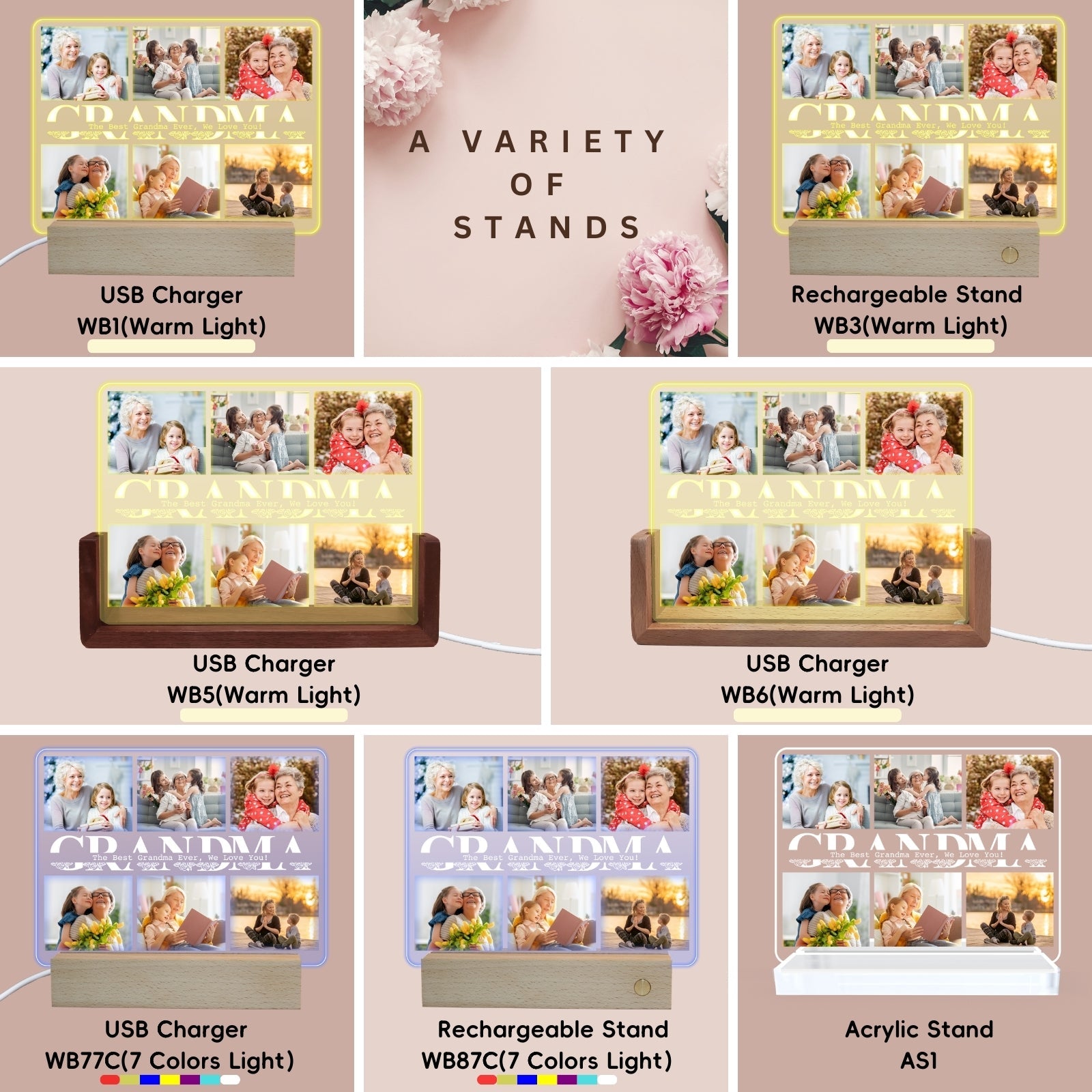 Personalised Mothers Day Gift for Grandma,Best Grandma Gifts from Grandkids,Custom Multiple Pictures Plaque,Christmas Birthday Present for Nana Nanny Nan Women Who Have Everything - uniqicon