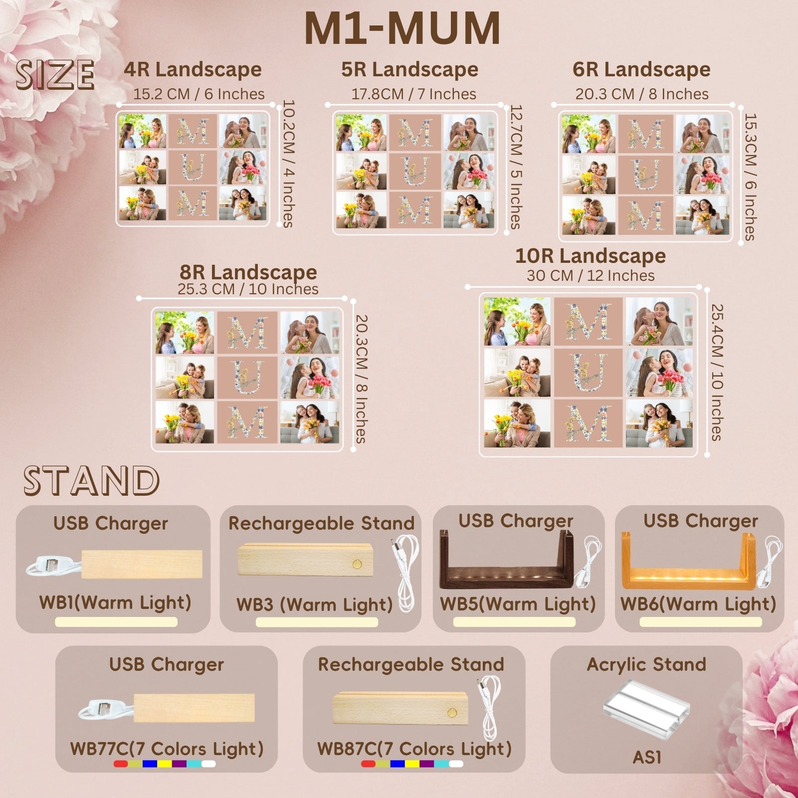 Personalised Mothers Day Gifts with Photo Frame for Best Mum,Presents for Mother In Law On Her Birthday,Customised Multiple Picture Decorations Gift for Step Mums from Kids - uniqicon
