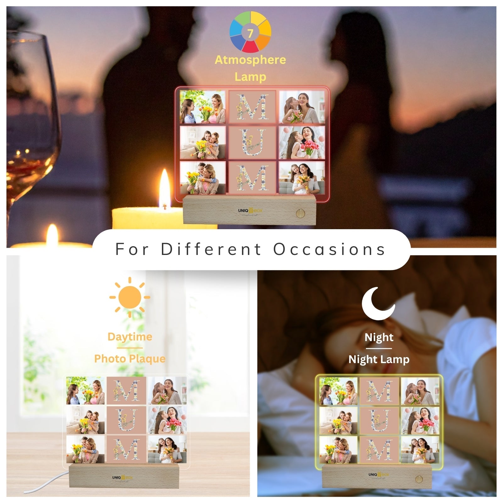 Personalised Mothers Day Gifts with Photo Frame for Best Mum,Presents for Mother In Law On Her Birthday,Customised Multiple Picture Decorations Gift for Step Mums from Kids - uniqicon