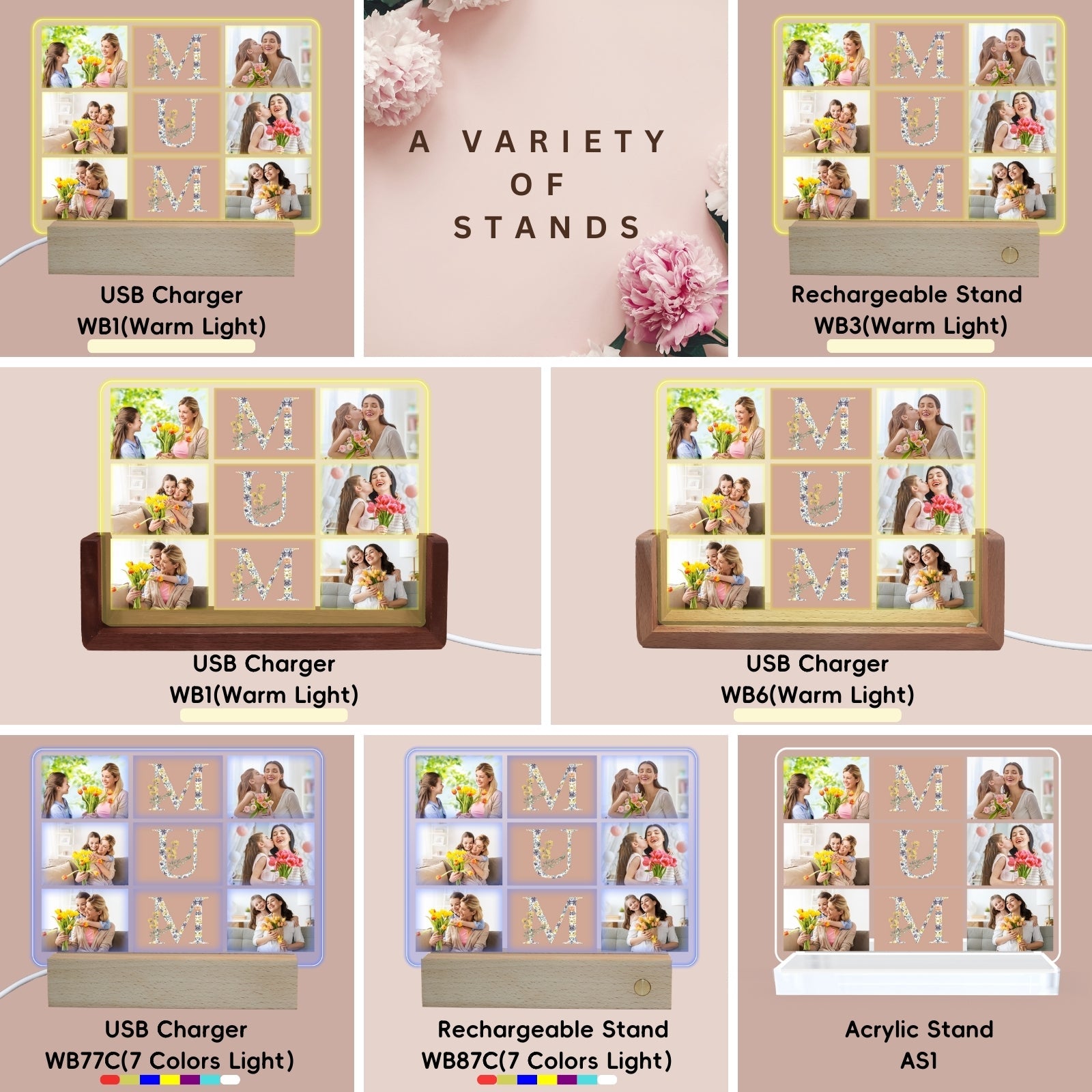 Personalised Mothers Day Gifts with Photo Frame for Best Mum,Presents for Mother In Law On Her Birthday,Customised Multiple Picture Decorations Gift for Step Mums from Kids - uniqicon