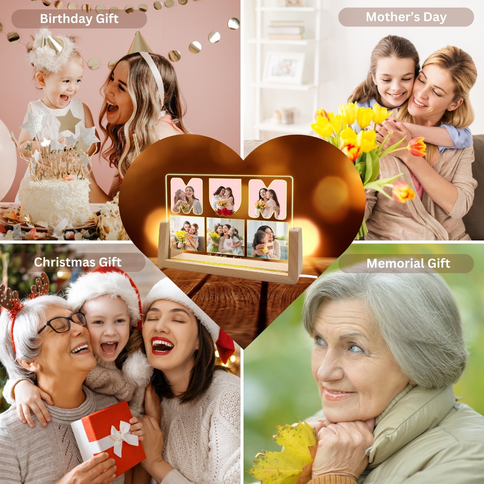 Personalised Mothers Day Multiple Photo Frames,Picture Gifts for Mum Birthday, Mother And Daughter Keepsake, Presents On Her Mums Best Birthday from Kids - uniqicon