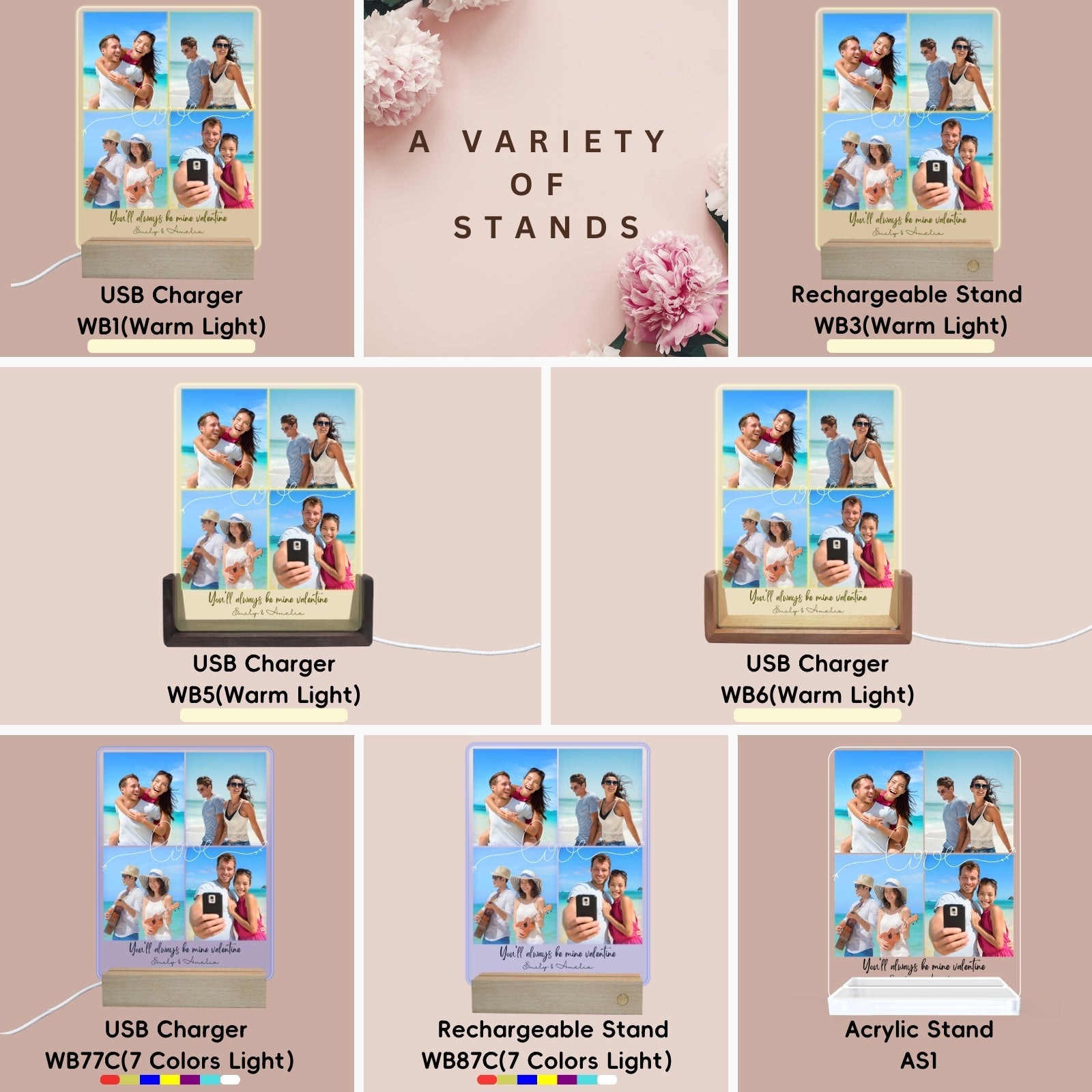 Personalised Multiple Photo Frame Collage,Gifts for Couple, Custom Picture Plaque LED Light, Anniversary Valentines Gift for Him Her, Couples Wedding Gift Husband Wife - uniqicon