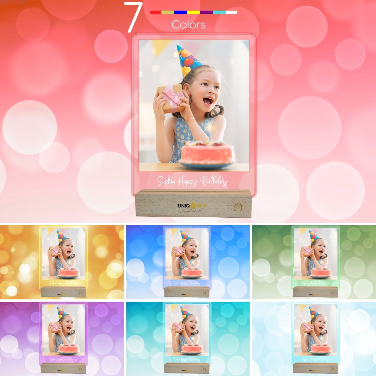 Personalised Photo Frames Birthday Gifts for Mum Her,Custom Picture Plaque with LED Lights Night Light, Birthday Present for Daughter Wife Girlfriend Best Friend Dad - uniqicon