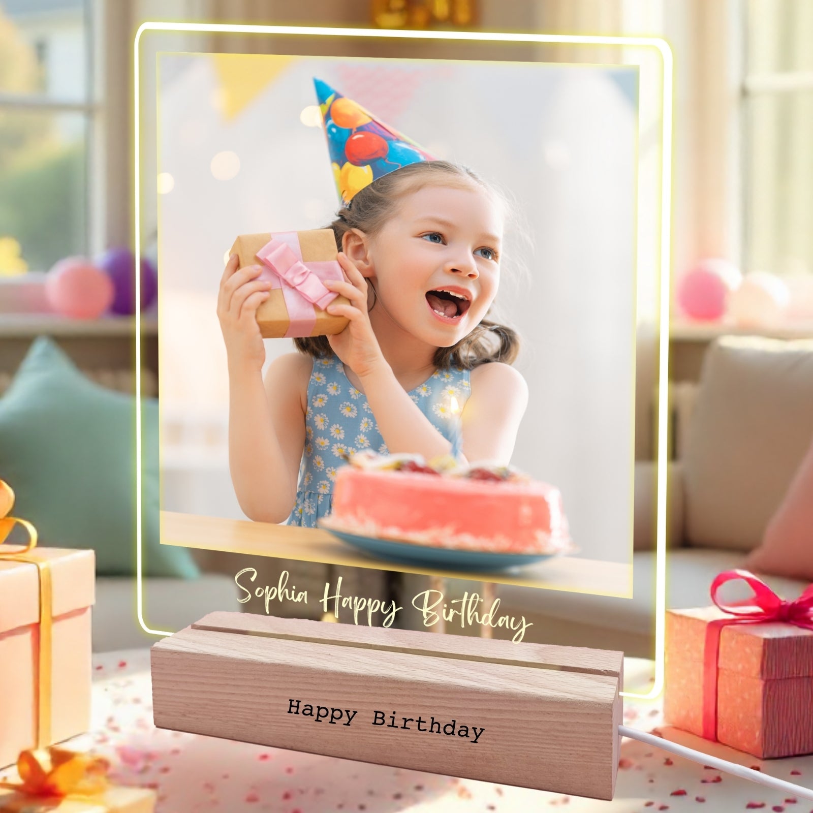 Personalised Photo Frames Birthday Gifts for Mum Her,Custom Picture Plaque with LED Lights Night Light, Birthday Present for Daughter Wife Girlfriend Best Friend Dad - uniqicon