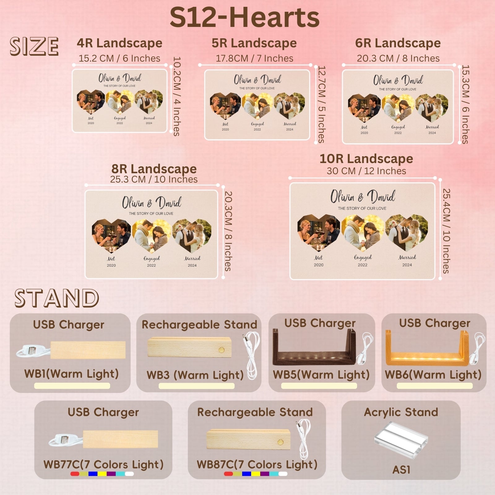 Personalised Valentines Day LED Light Up Frame,Custom Hearts Photo Gift - Couple Anniversary Wedding Present for Women Men Him Her,Romantic Picture Gift for Boyfriend,Unique Home Decor Night Light - uniqicon