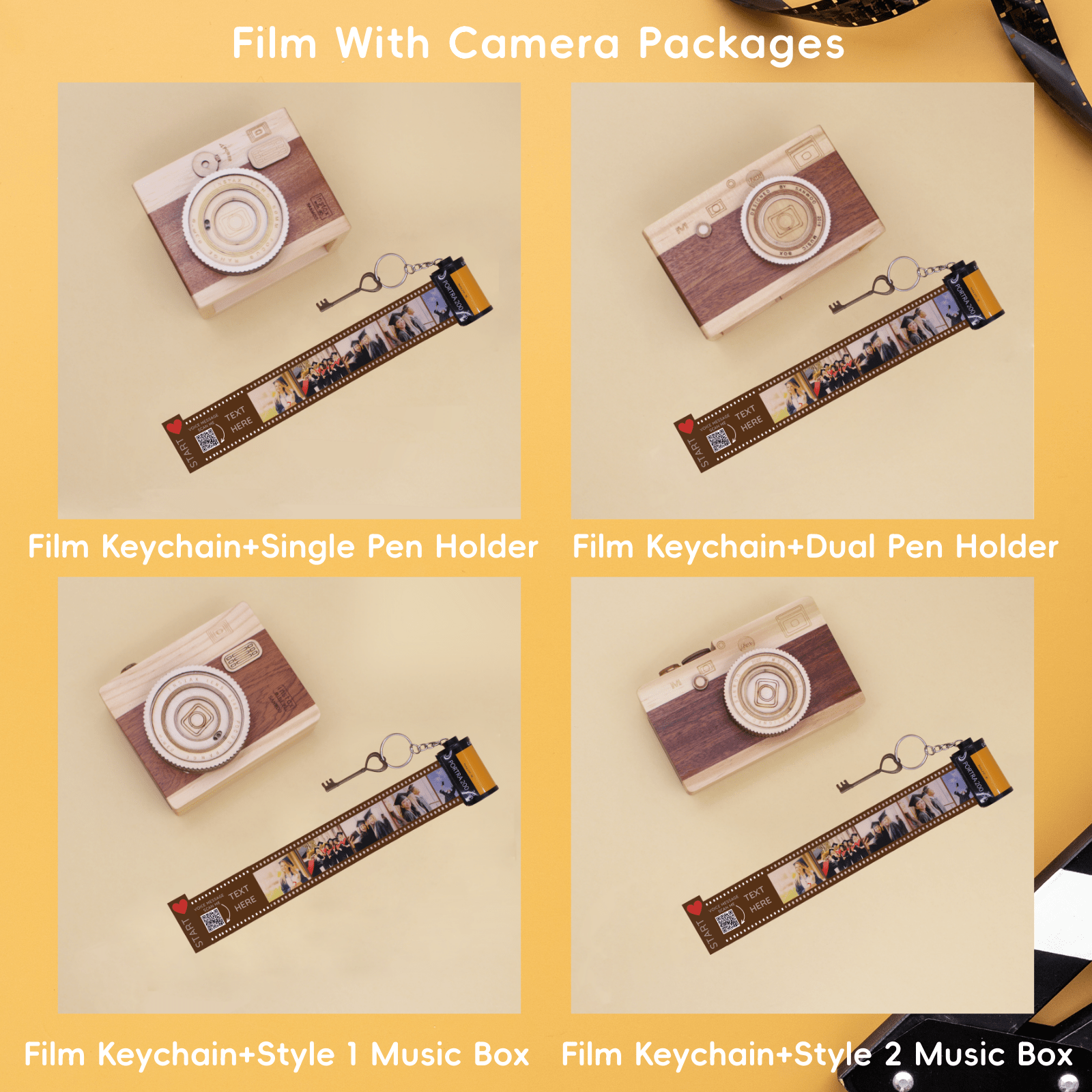 Personalized Customized Memory Retro Camera Film HD Photo Album Film Roll Keychain F3 Voice Message Creative Birthday Valentine Christmas Graduation Friend Anniversary Gift Souvenir Customized Handmade - uniqicon