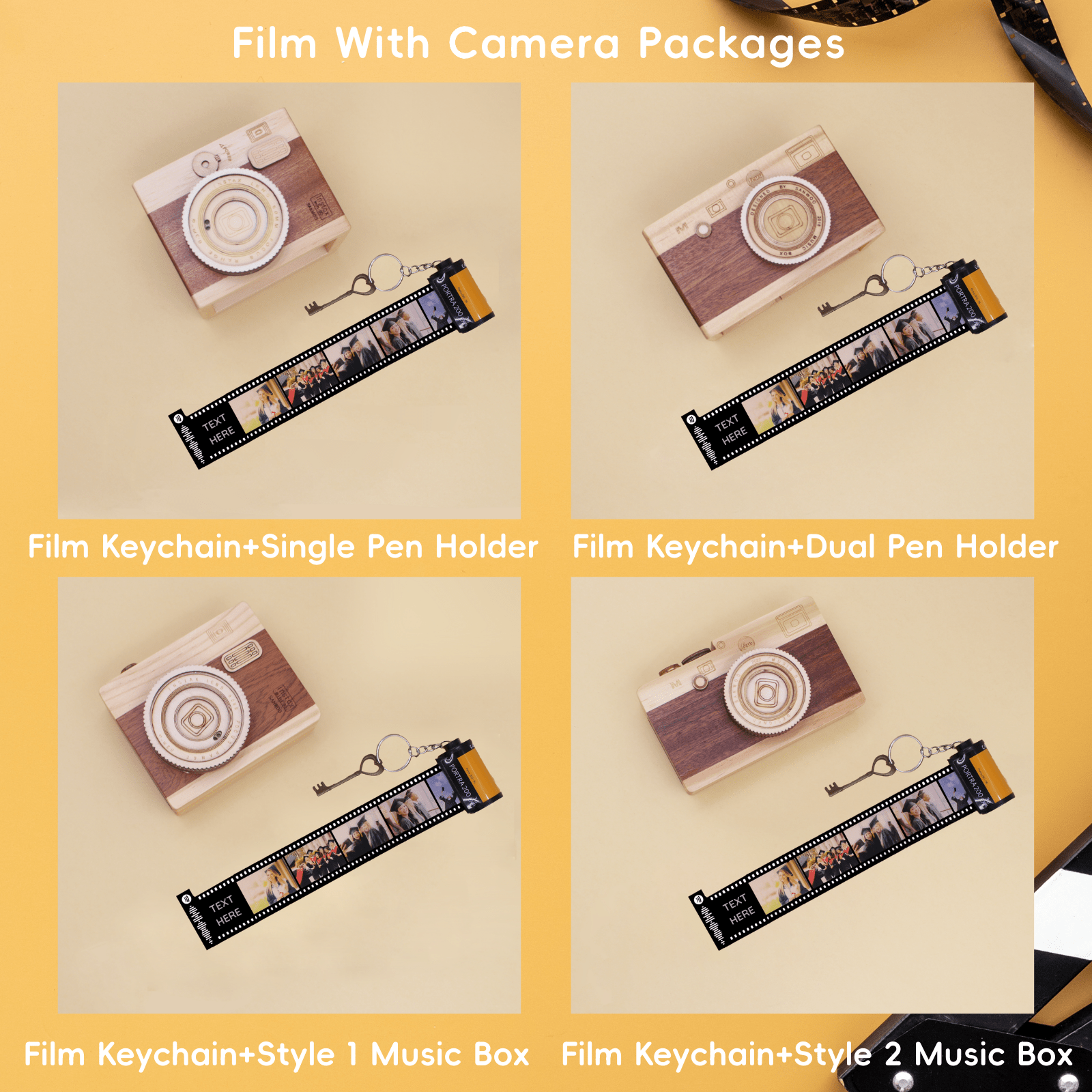 Personalized Customized Memory Retro Camera Film HD Photo Album Film Roll Keychain Spotify Voice Message Creative Birthday Valentine Christmas Graduation Friend Anniversary Gift Souvenir Customized Handmade - uniqicon