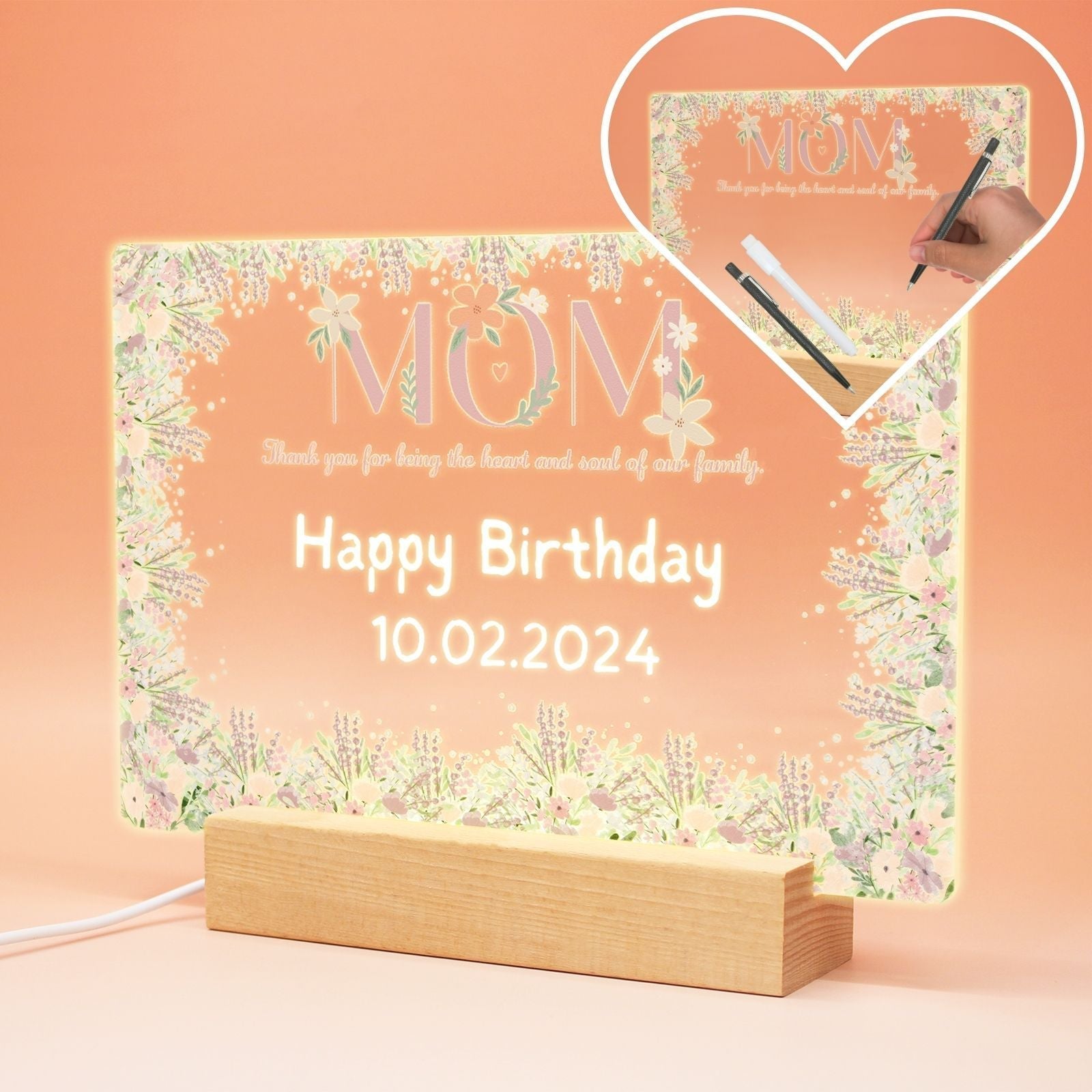 uniqicon mom gifts from daughters son custom Acrylic Desk Plaque Sign With drawing board & Wood LED Stand, Meaningful sentimental gifts for mama mother mom grandma mother in law - uniqicon