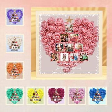 uniqicon Personalized Photo Rose Flower Shadow Box with Text, Custom Heart Shaped Name Frame Dried Flower Picture Frame, Christmas Gifts for Women Mom Girlfriend Mother Grandma Sister