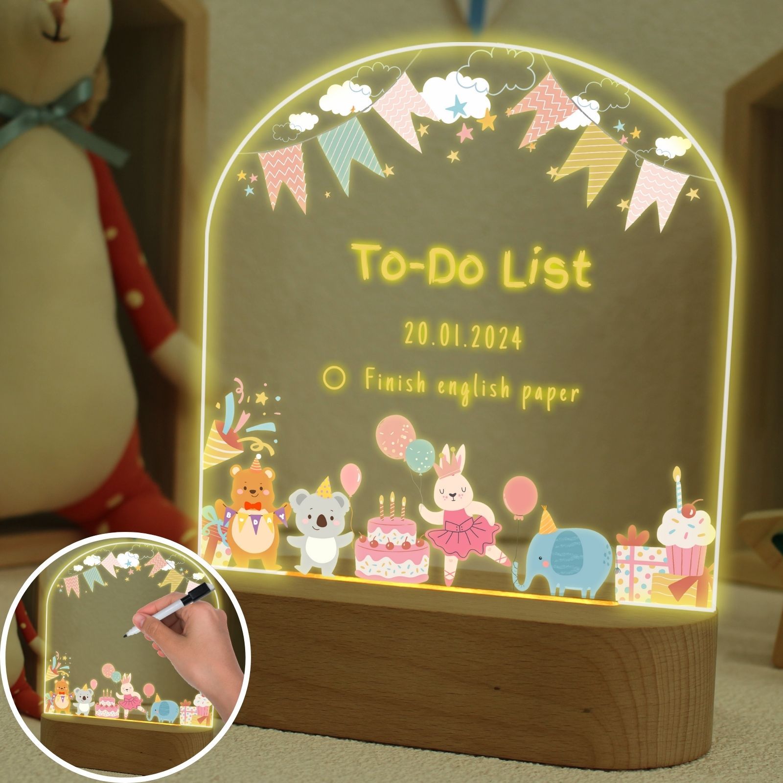 uniqicon Unicorn Night Light for Girls Kids, Light Sign Kids Night Light, Led Message Board for Girls, Unicorns Gifts for Girls Age 3 - 12, Toddler Night Light Lamp for Kids - uniqicon