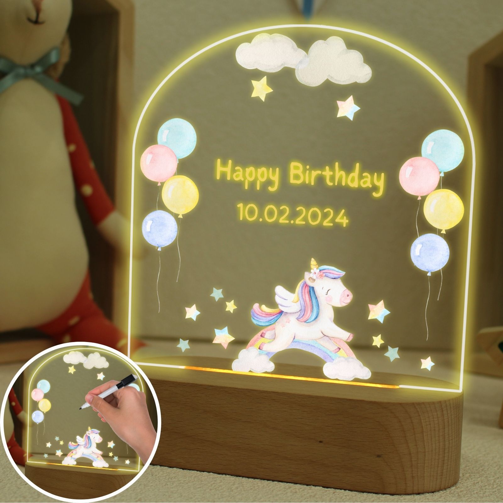 uniqicon Unicorn Night Light for Girls Kids, Light Sign Kids Night Light, Led Message Board for Girls, Unicorns Gifts for Girls Age 3 - 12, Toddler Night Light Lamp for Kids - uniqicon