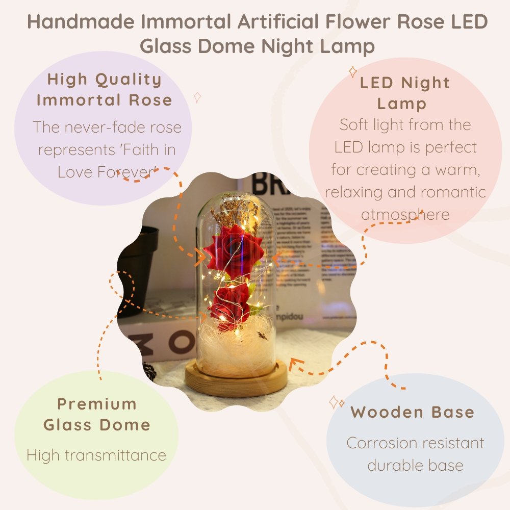 Anniversary & Valentine's Day Gifts For Mom Women, Personalized Rose Lamp, Mother's Day, Birthday Presents For Mom,Girlfriends & Wives Handmade Roses Flowers Galaxy Eternal Enchanted Rose Glass Dome With Message 2F - uniqicon